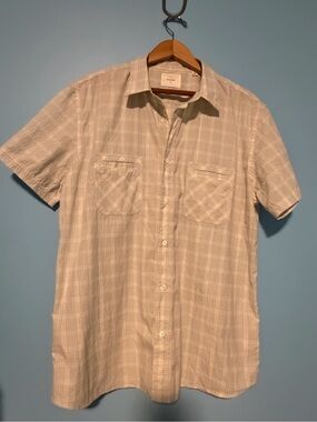 Billy Reid Cream Plaid Short-Sleeve Button-Down Shirt